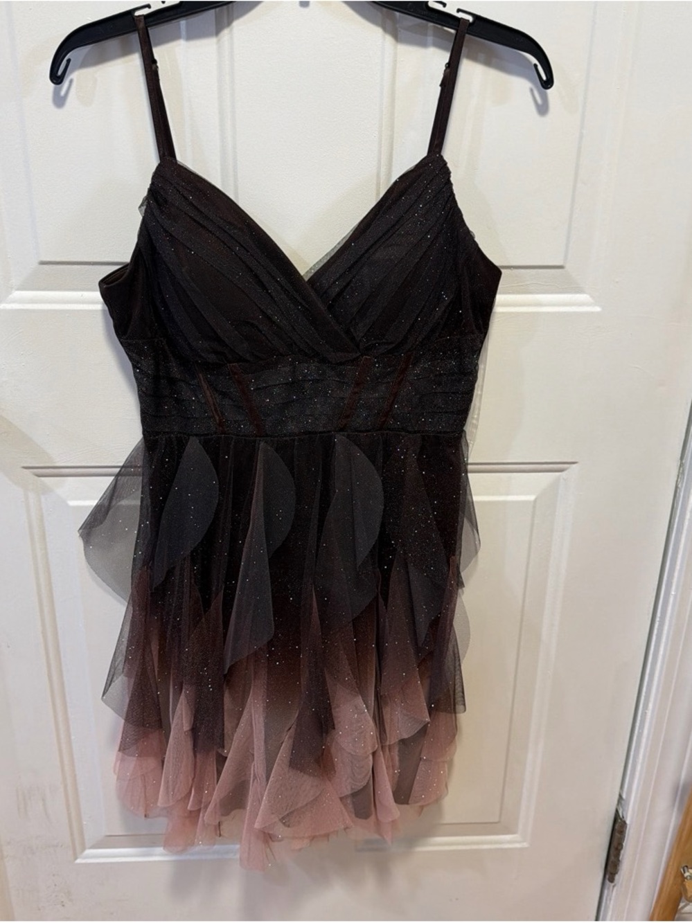 Sparkle Ombre Mini Dress in Black and Blush